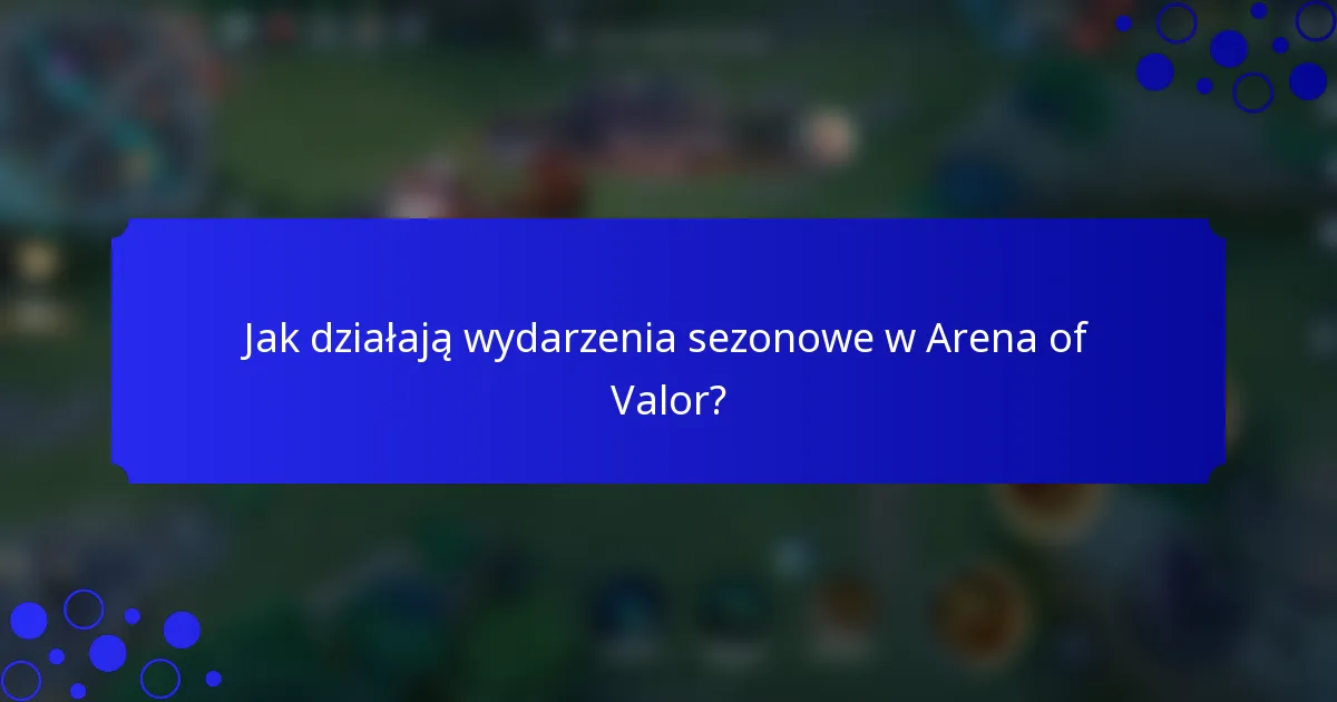 Jak działają wydarzenia sezonowe w Arena of Valor?