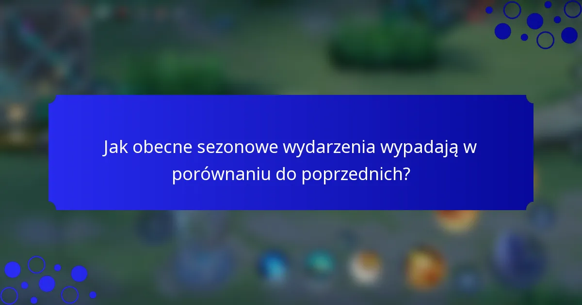 Jak obecne sezonowe wydarzenia wypadają w porównaniu do poprzednich?