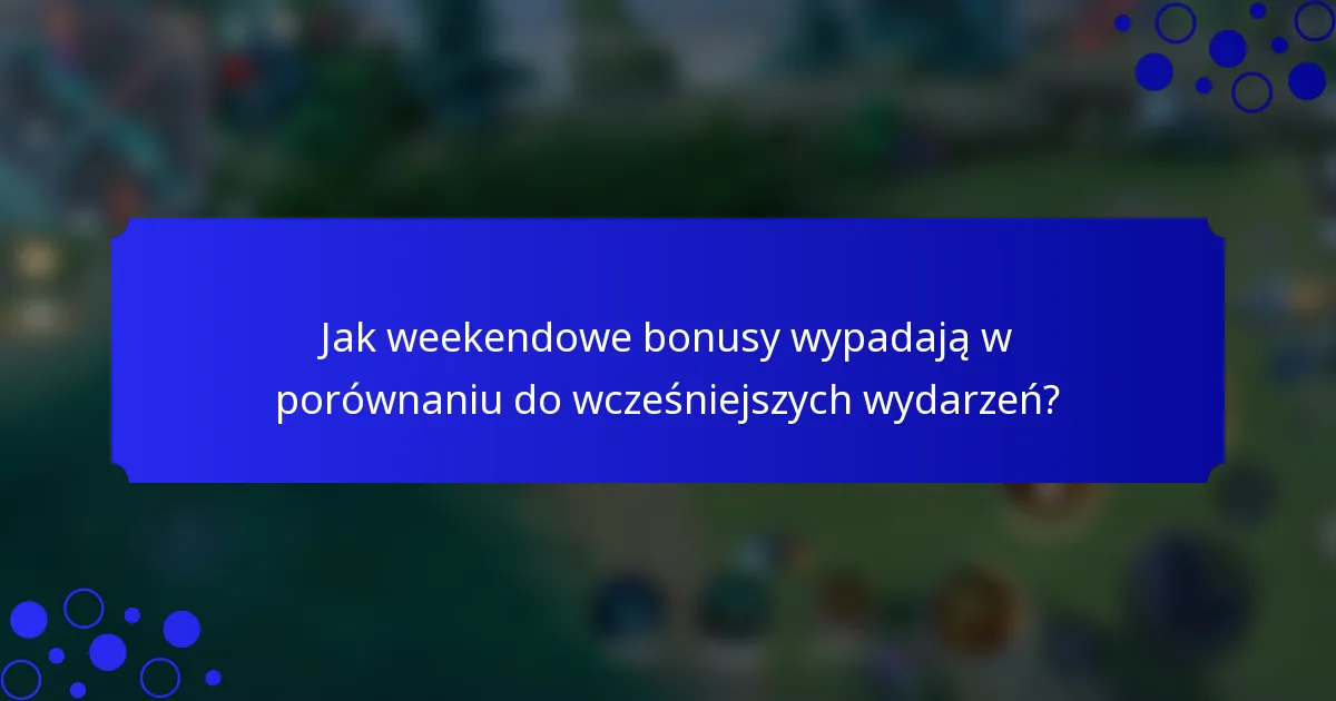 Jak weekendowe bonusy wypadają w porównaniu do wcześniejszych wydarzeń?