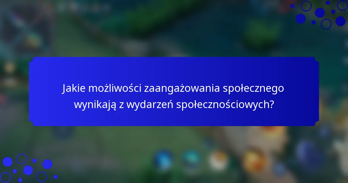 Jakie możliwości zaangażowania społecznego wynikają z wydarzeń społecznościowych?