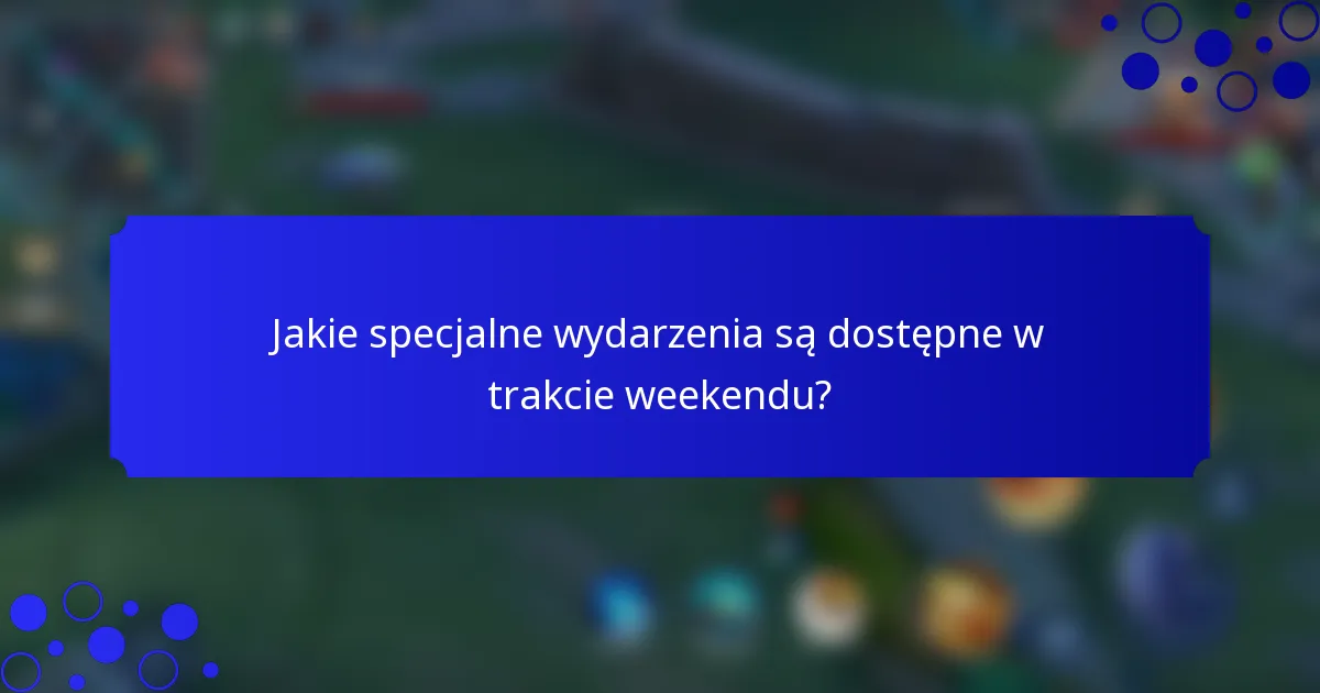 Jakie specjalne wydarzenia są dostępne w trakcie weekendu?
