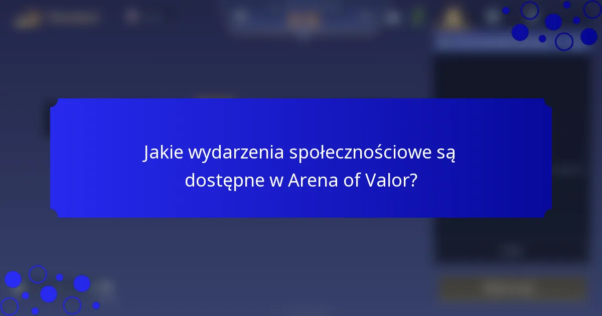 Jakie wydarzenia społecznościowe są dostępne w Arena of Valor?