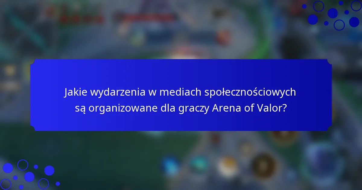 Jakie wydarzenia w mediach społecznościowych są organizowane dla graczy Arena of Valor?